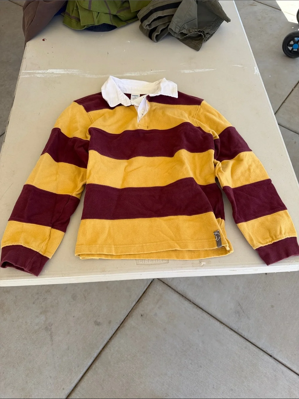 Gymboree Maroon and Gold Striped Rugby Shirt